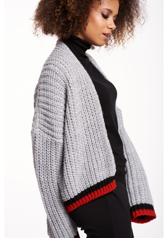 SZARY SWETER TYPU BOMBER