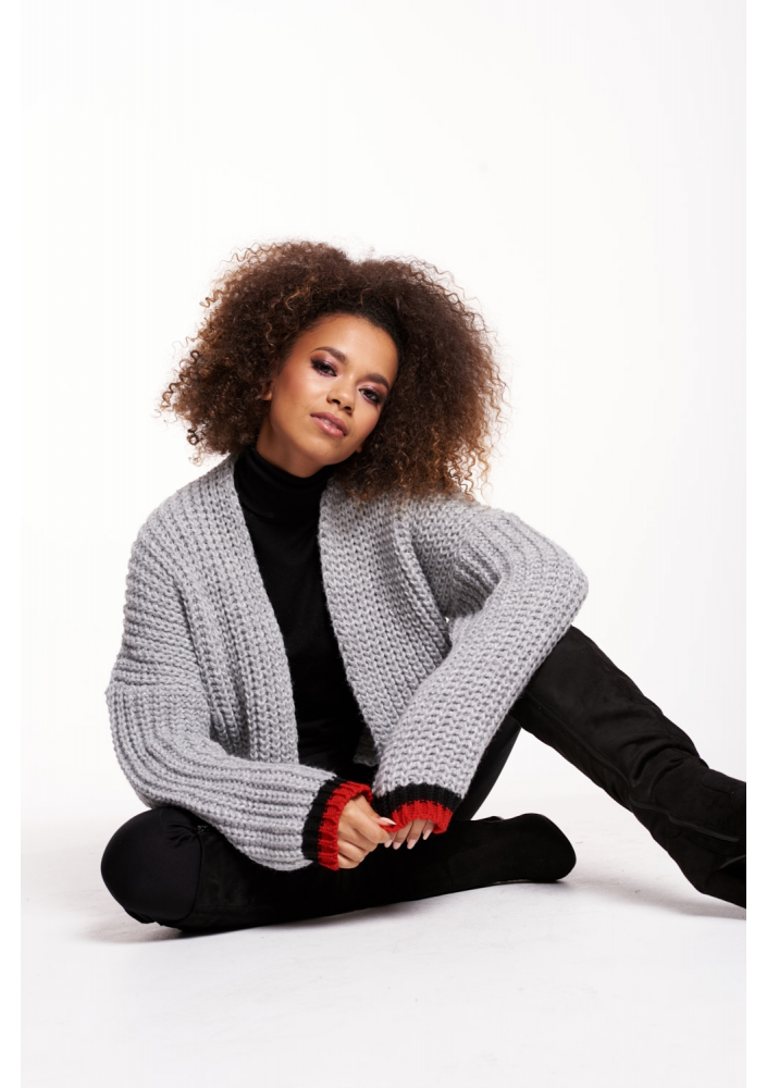 SZARY SWETER TYPU BOMBER