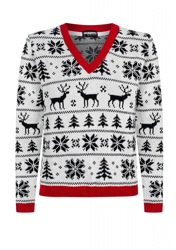 SWETER  WHITE RED DETAILS