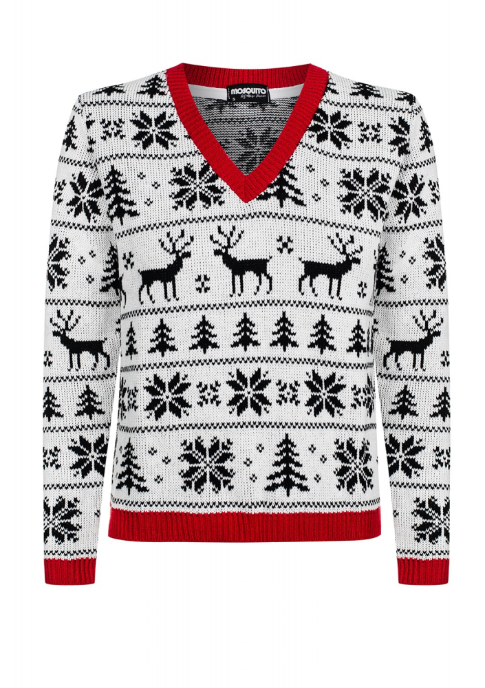 SWETER  WHITE RED DETAILS