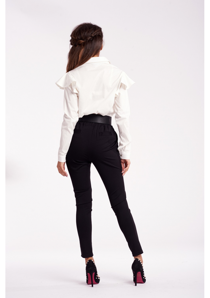 KLASYCZNE SPODNIE Z OZDOBNĄ GUMĄ W PASIE