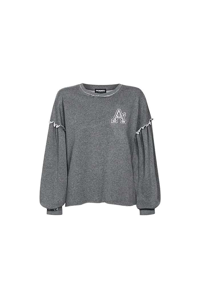 BLUZA Z SUROWYM WYKOŃCZENIEM I NASZYWKĄ