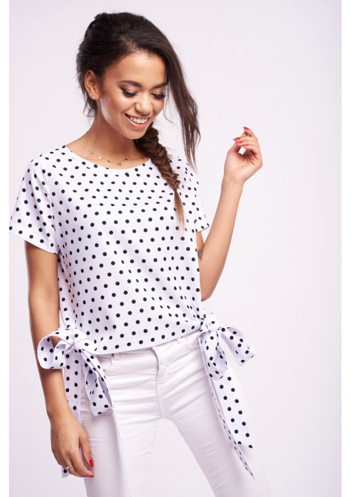 BLUZKA W GROSZKI Z KOKARDKAMI