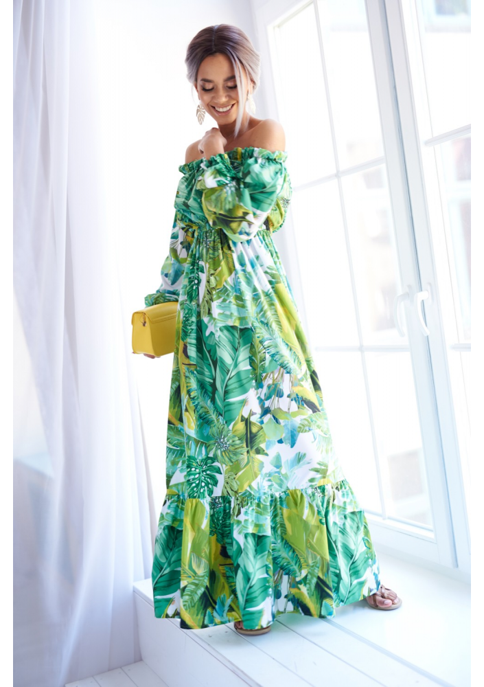 CROSSOVER MAXI DRESS IN FLOWERS PRINT