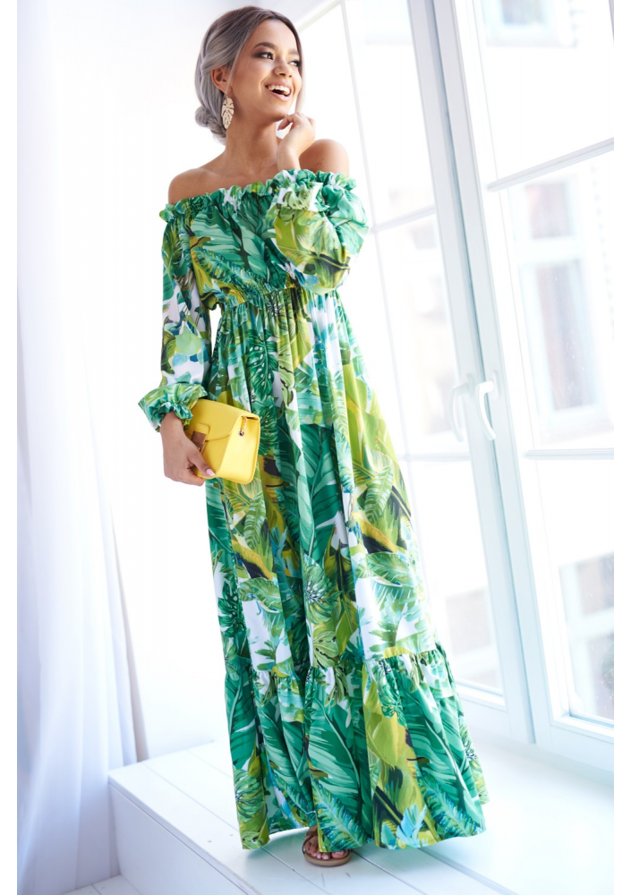 CROSSOVER MAXI DRESS IN FLOWERS PRINT