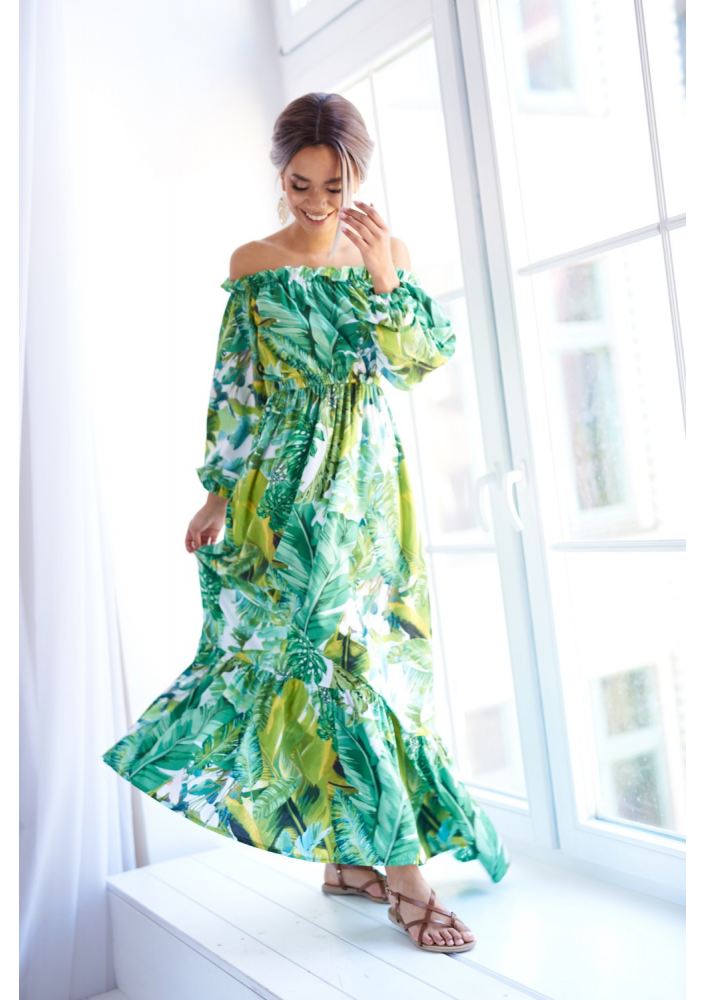 CROSSOVER MAXI DRESS IN FLOWERS PRINT