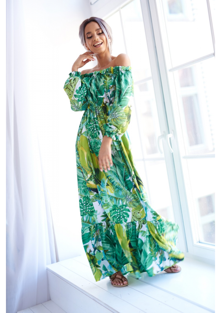 CROSSOVER MAXI DRESS IN FLOWERS PRINT