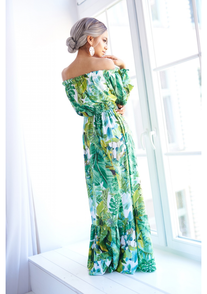 CROSSOVER MAXI DRESS IN FLOWERS PRINT