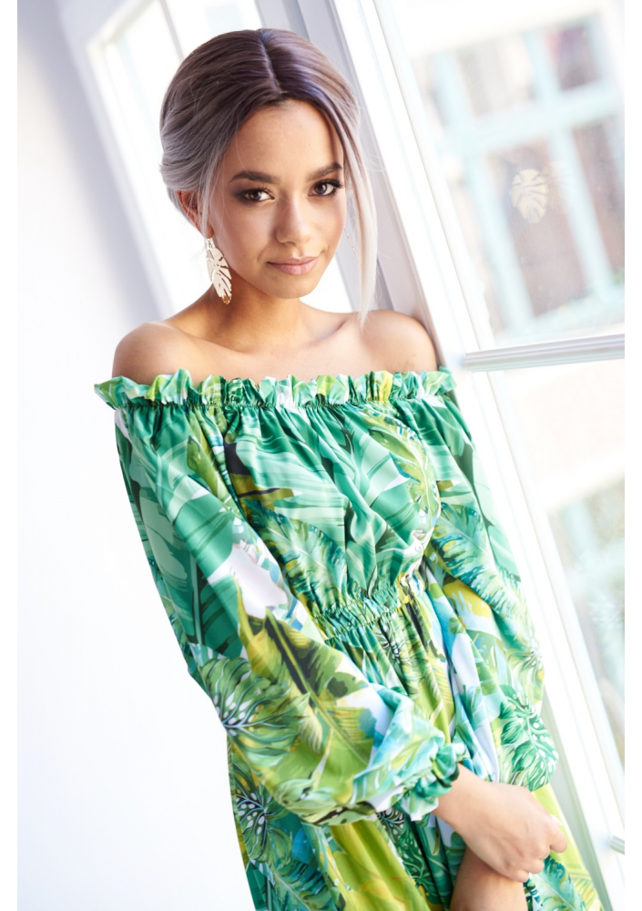 CROSSOVER MAXI DRESS IN FLOWERS PRINT