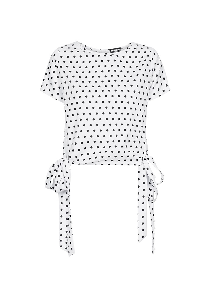 BLUZKA W GROSZKI Z KOKARDKAMI