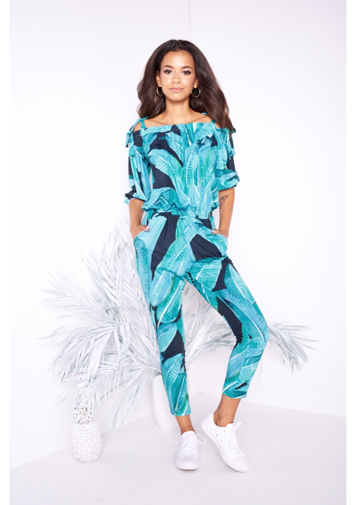 OFF SHOULDERS BANANAS  PRINT PLAYSUIT