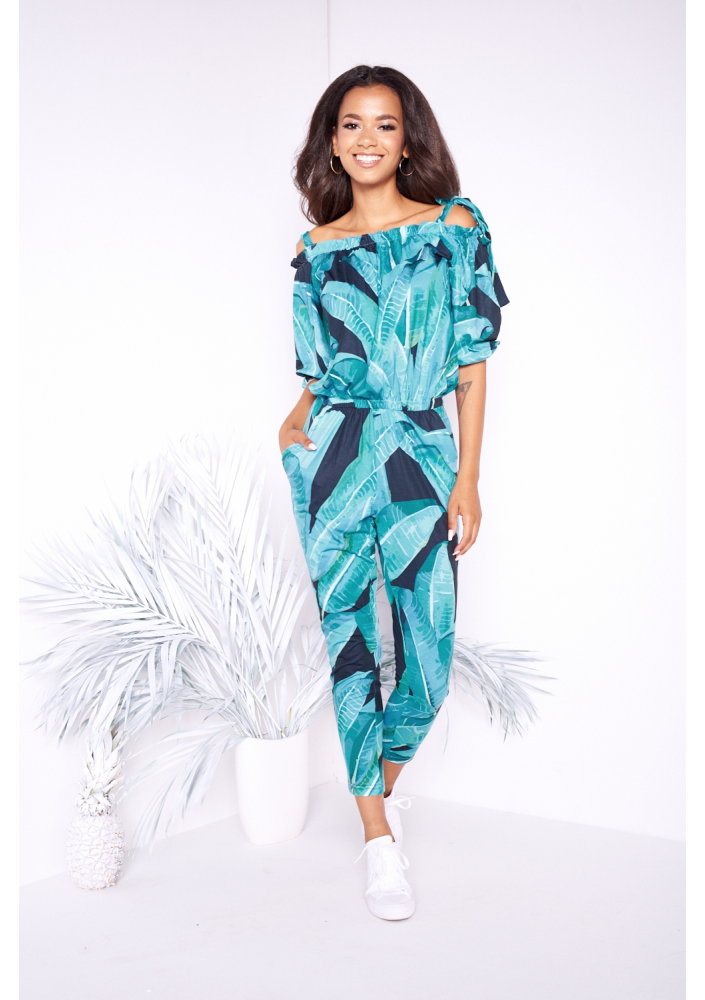 OFF SHOULDERS BANANAS  PRINT PLAYSUIT