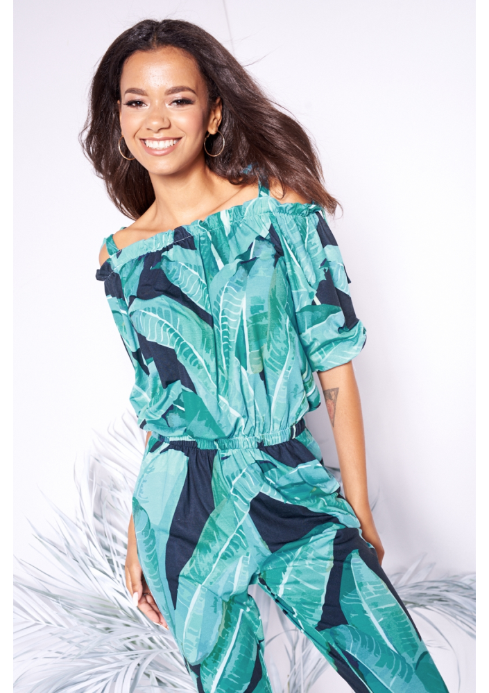 OFF SHOULDERS BANANAS  PRINT PLAYSUIT