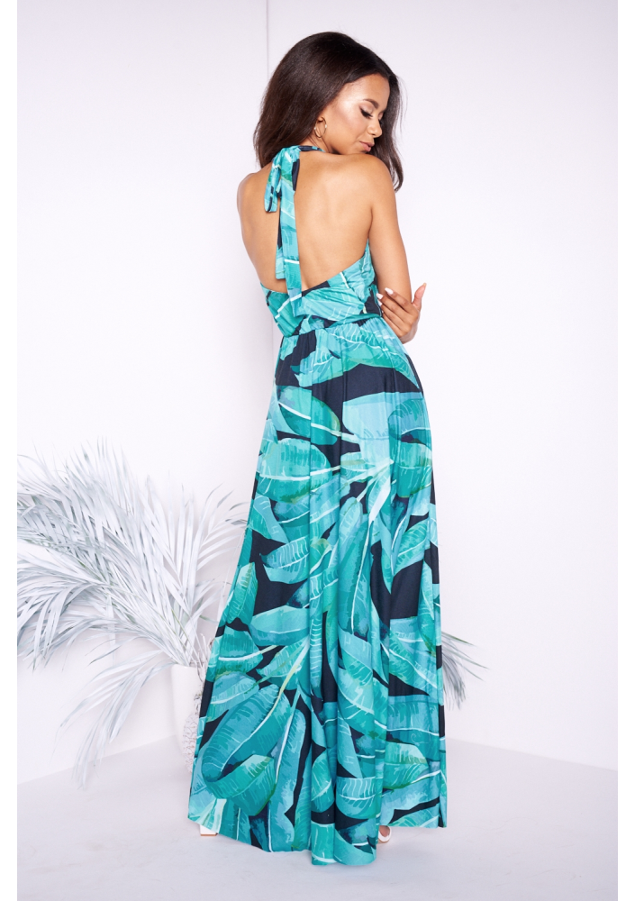 MAXI DRESS IN BLACK BANANAS PRINT