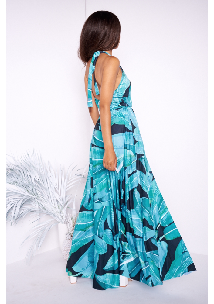 MAXI DRESS IN BLACK BANANAS PRINT