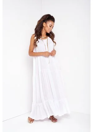 ZWIEWNA SUKIENKA MAXI WHITE