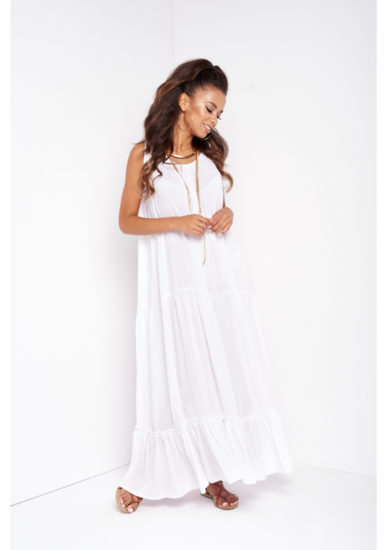 ZWIEWNA SUKIENKA MAXI WHITE