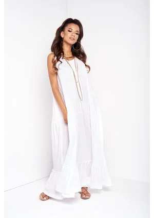 ZWIEWNA SUKIENKA MAXI WHITE