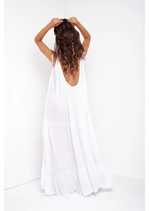 ZWIEWNA SUKIENKA MAXI WHITE