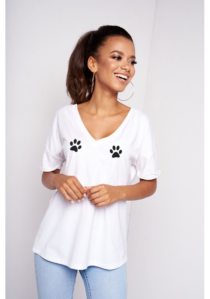 T-SHIRT V NECK "ŁAPKI" ILM