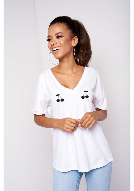 T-SHIRT V NECK "CHERRY" ILM