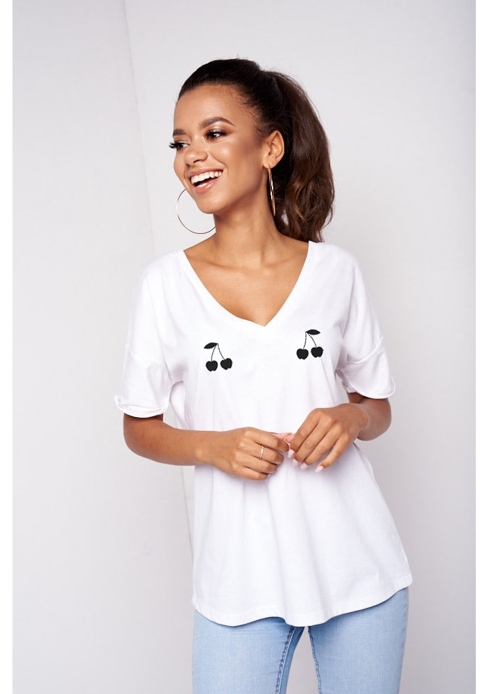 T-SHIRT V NECK "CHERRY"ILM