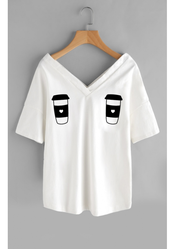 T-SHIRT V NECK "COFFE" ILM
