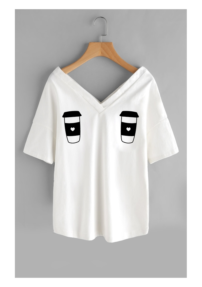 T-SHIRT V NECK "COFFE" ILM