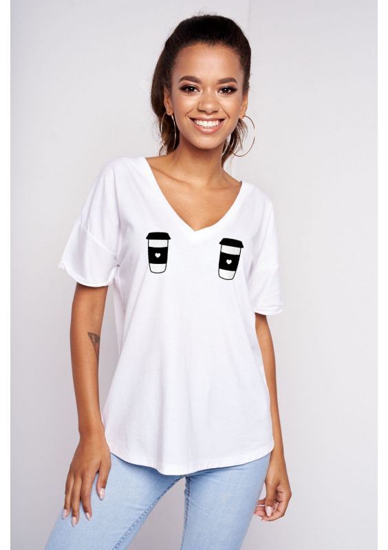 T-SHIRT V NECK "COFFE" ILM