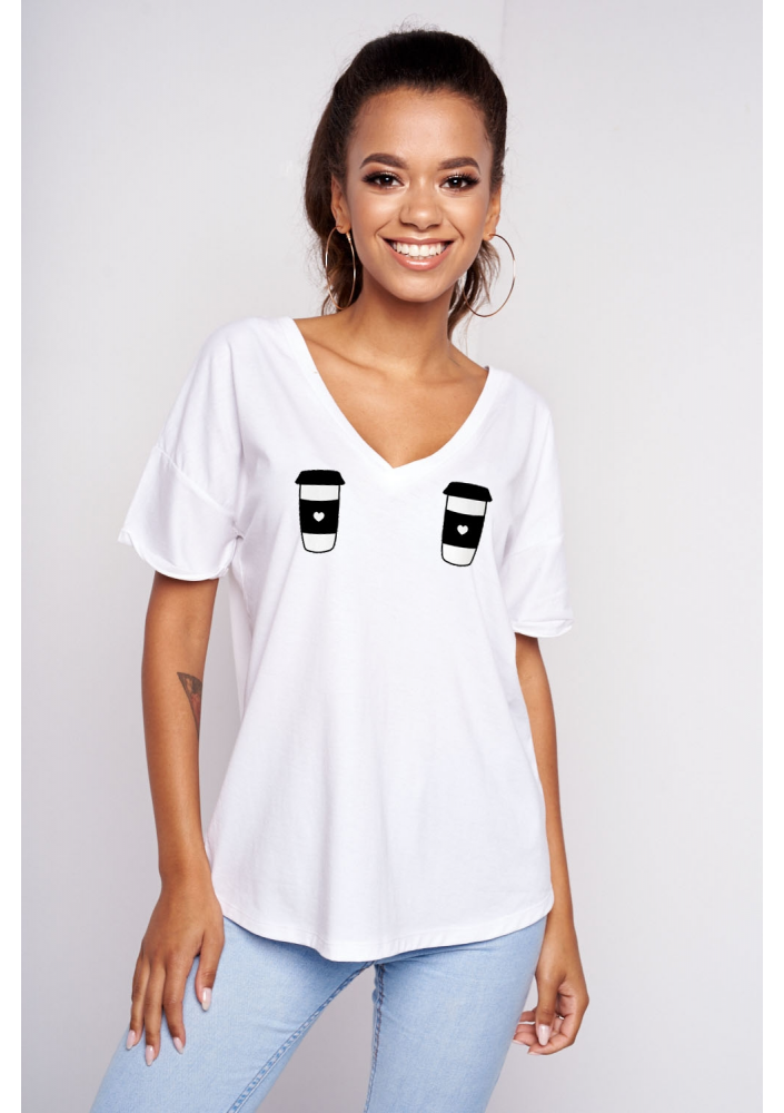 T-SHIRT V NECK "COFFE" ILM