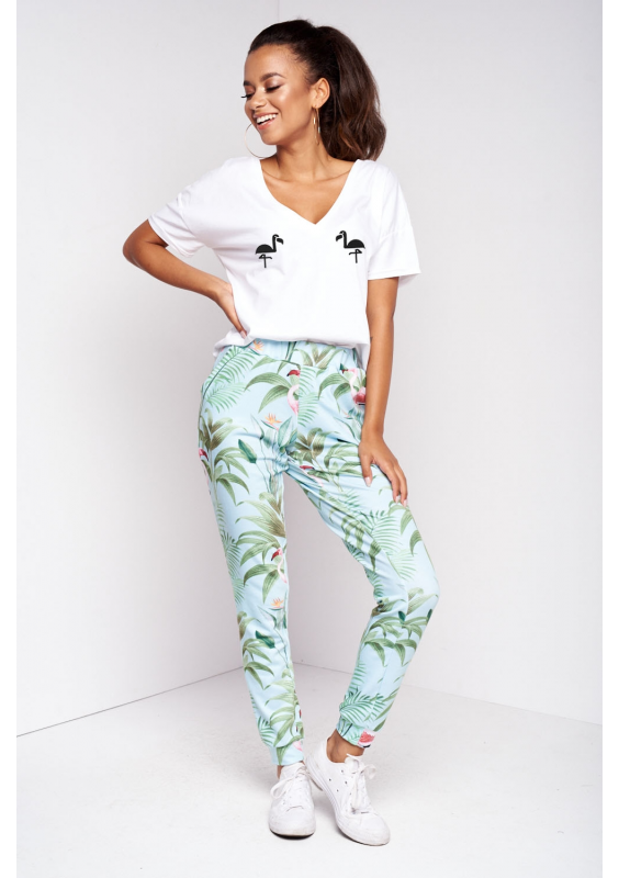 T-SHIRT V NECK "FLAMINGOS"ILM