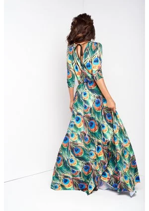 MAXI DRESS IN COLORS LEAVES PRINT