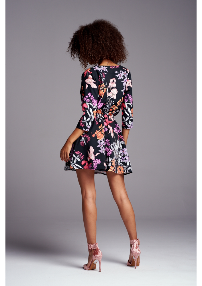 KOPERTOWA SUKIENKA PRINT FLOWER Z KOŁA