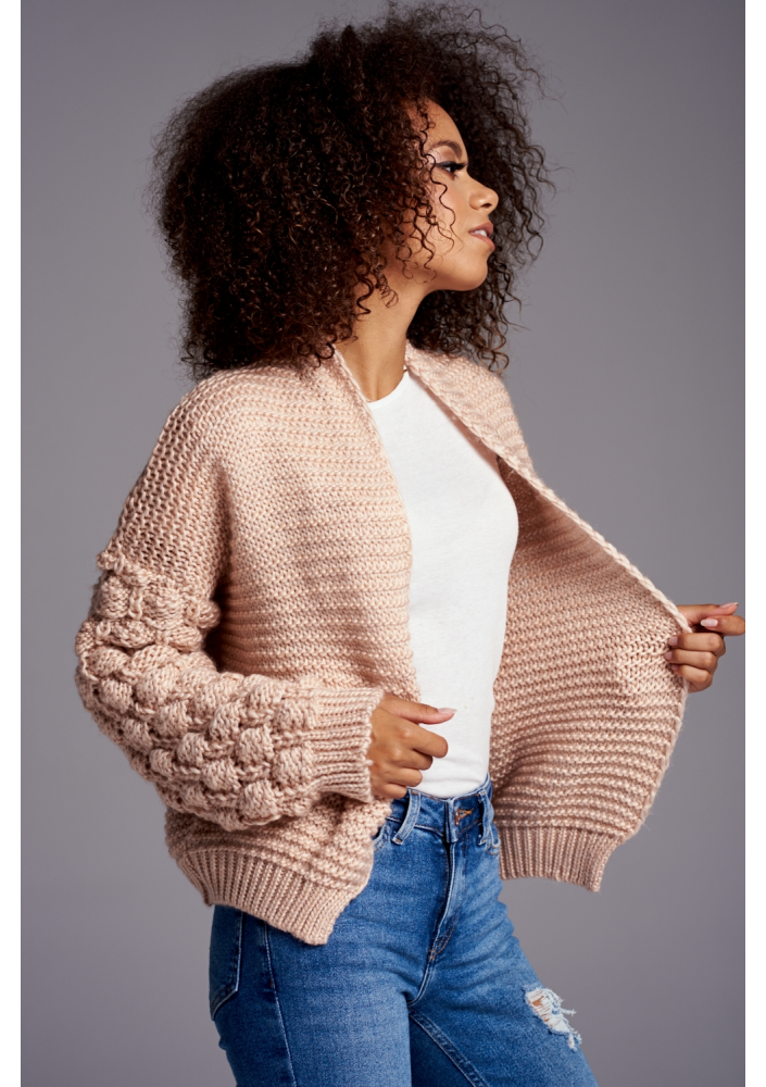 SWETER BOMBER Z OZDOBNYM RĘKAWEM ILM