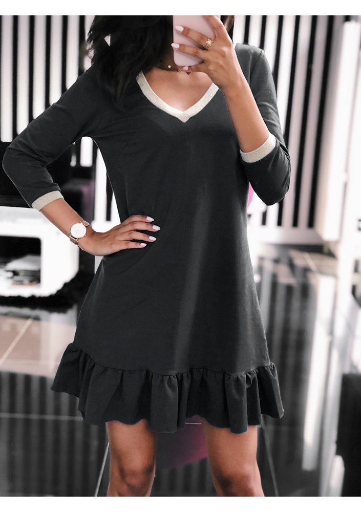 COTTON GOLD V NECK DRESS ILM