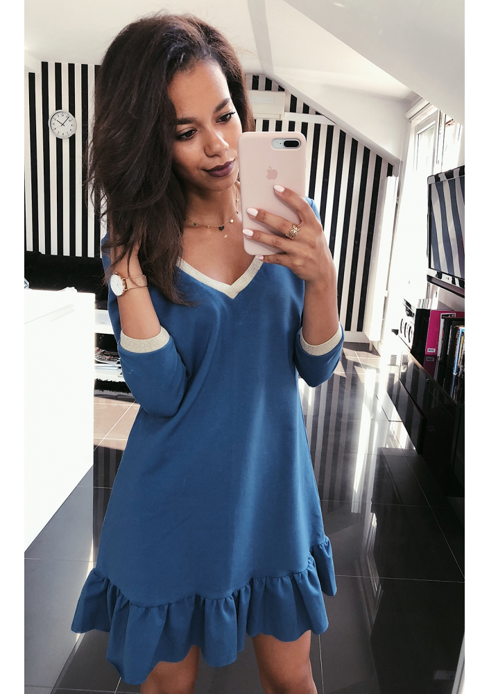 COTTON GOLD V NECK DRESS ILM