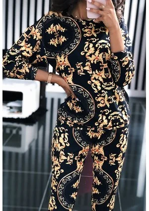 SPODNIE  PRINT GOLD BAROCUE  ILM