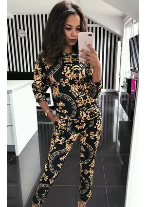 SPODNIE  PRINT GOLD BAROCUE  ILM