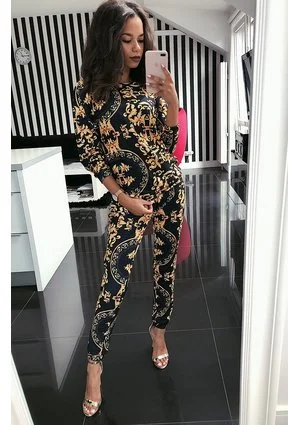 SPODNIE  PRINT GOLD BAROCUE  ILM