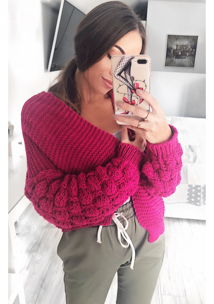 SWETER BOMBER Z OZDOBNYM RĘKAWEM ILM