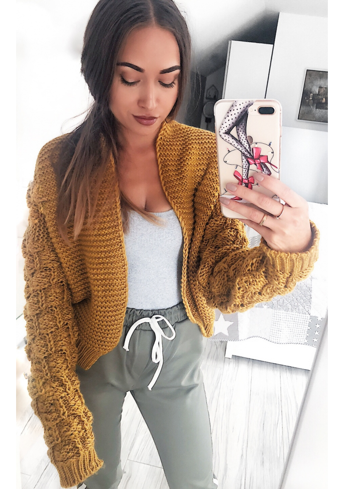 SWETER BOMBER Z OZDOBNYM RĘKAWEM ILM