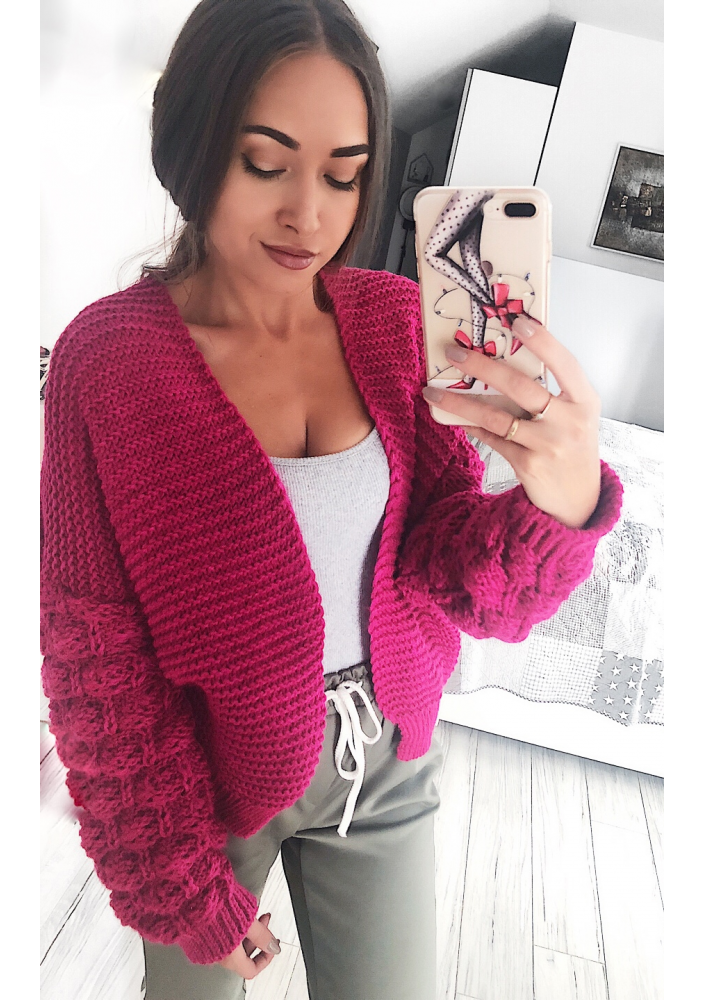 SWETER BOMBER Z OZDOBNYM RĘKAWEM ILM