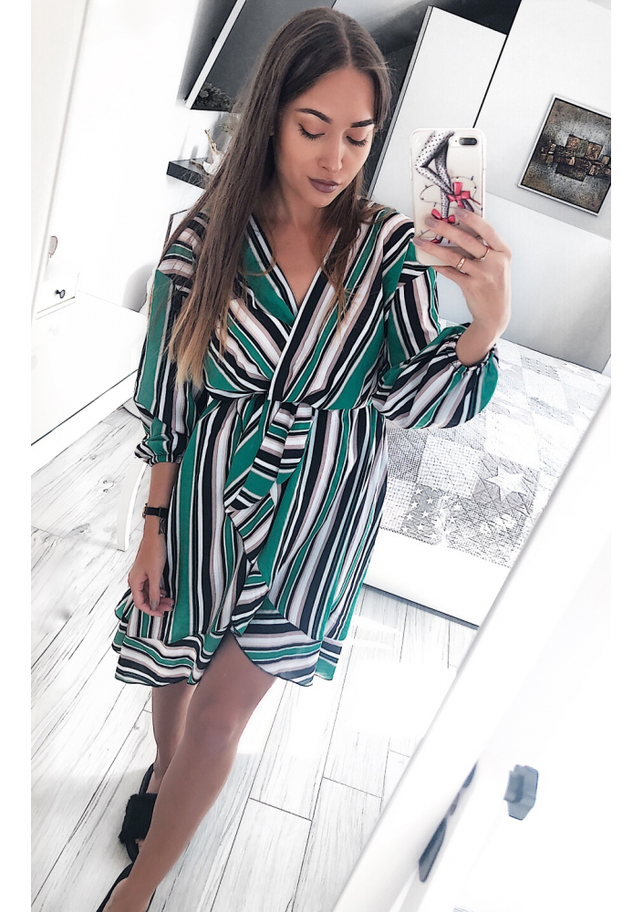 SUKIENKA W PASKI GREE Z KOPERTOWĄ GÓRĄ