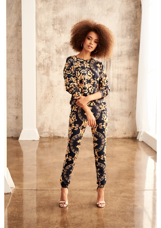 SPODNIE  PRINT GOLD BAROCUE  ILM