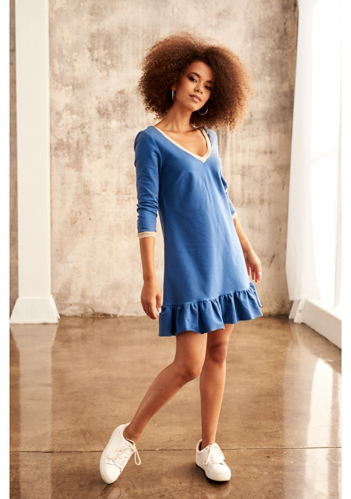 COTTON GOLD V NECK DRESS ILM