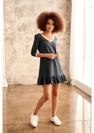 COTTON GOLD V NECK DRESS ILM