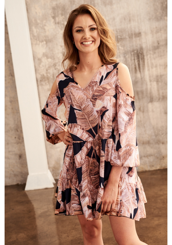 SUKIENKA Z FALBANKĄ GOLD LEAVES