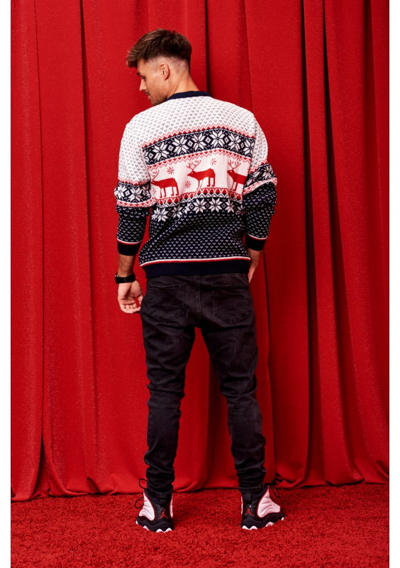 MĘSKI SWETER NAVY DEER