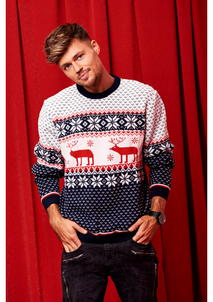 MĘSKI SWETER NAVY DEER