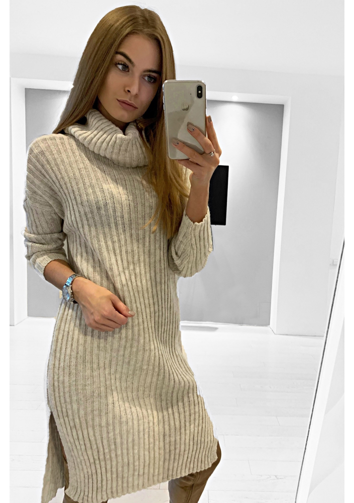 SWETER DŁUGA TUNIKA Z GOLFEM  P09